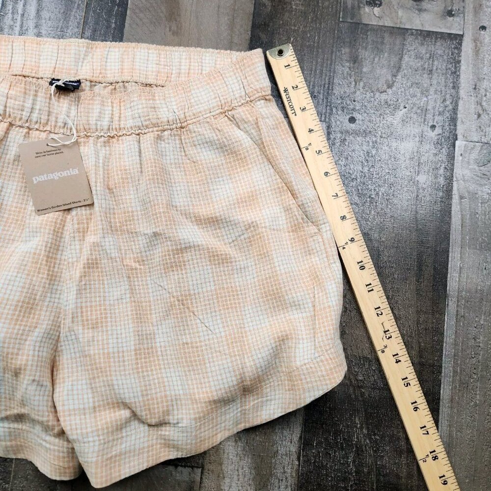 Womens Patagonia size L Large Garden Island Shorts 3 1/2" Plaid Hemp Baggies - Picture 4 of 5